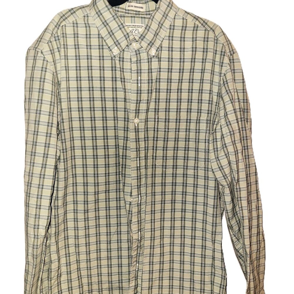 JCrew Unisex Greens Plain Button Down Shirt - S